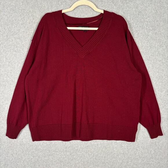 Lane Bryant Sweater‎ Womens Size 22 24 Burgundy Ribbed Career Grandpa Academia - Picture 1 of 9